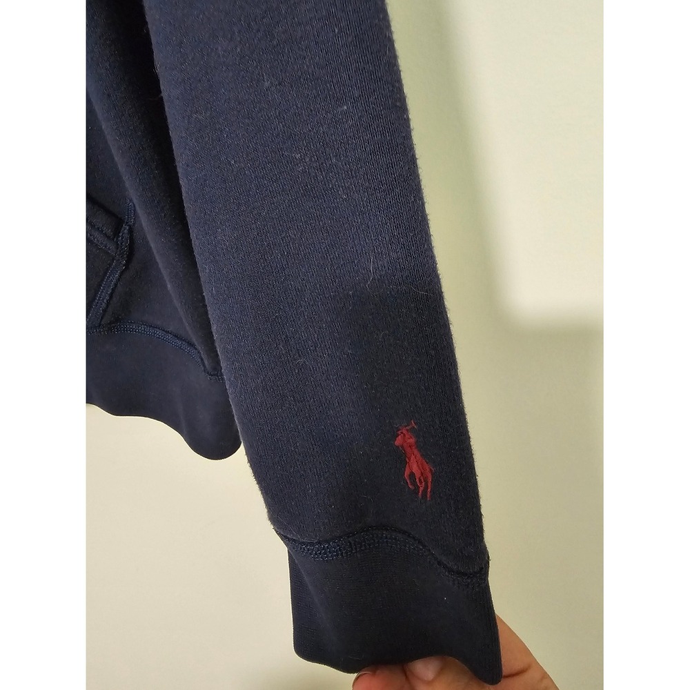 Polo Ralph Lauren M Spellout Hoodie Colligiate Navy Blue Logo Varsity Preppy ~ - Picture 4 of 9